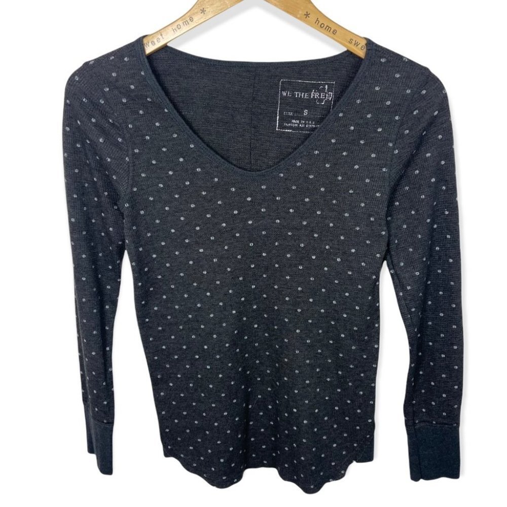 Free People Printed Thermal Desperate Polka Dot Waffle Knit‎ Size Small Bohemian - Picture 3 of 14